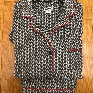 DKNY Monochrome Pajama Set with Red Accents